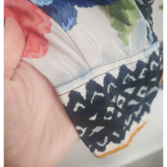 Farm Rio Women's Sz. XS Ivory Black Floral Blouse Classic Button up - Picture 4 of 8